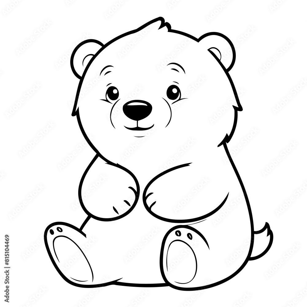 Vector illustration of a cute polarbear drawing for kids colouring page Vector illustration of a cute polarbear drawing for kids colouring page