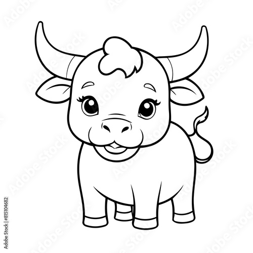 Cute vector illustration bull drawing for toddlers book