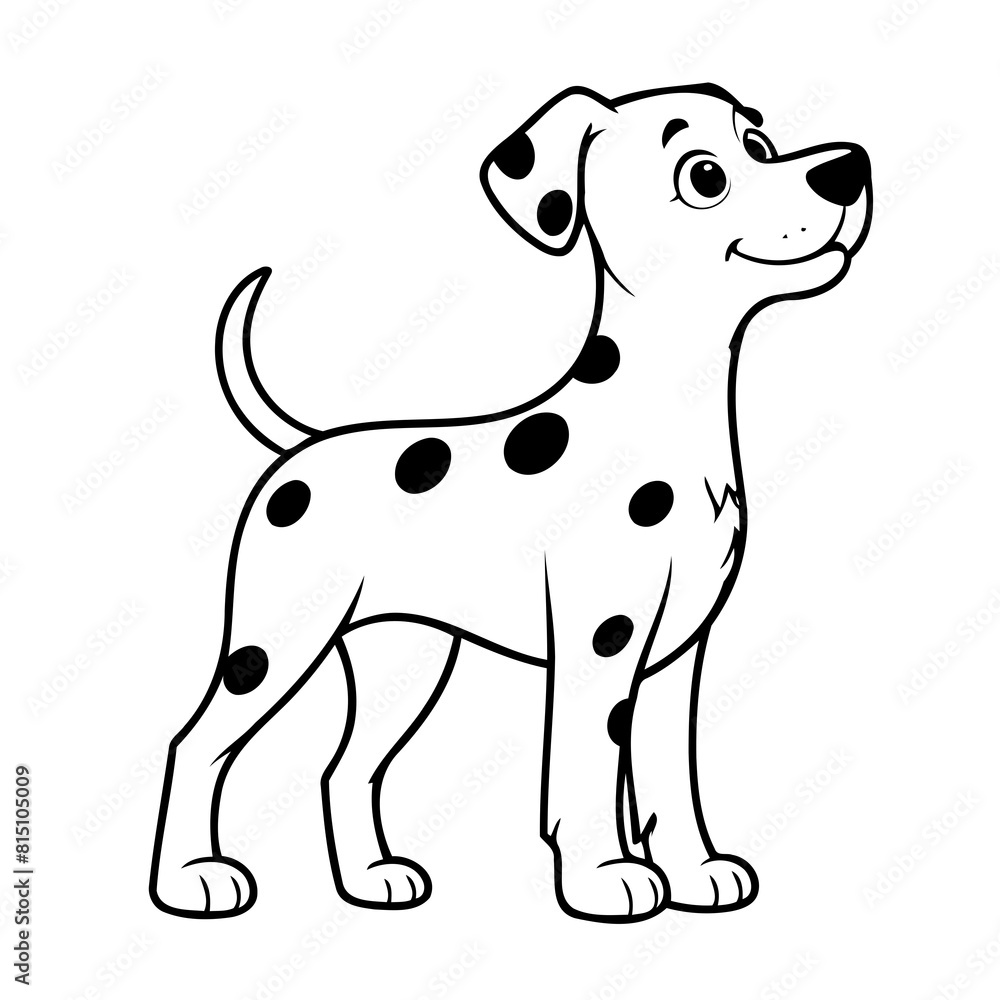 Vector illustration of a cute Dalmatian doodle colouring activity for kids Vector illustration of a cute Dalmatian doodle colouring activity for kids