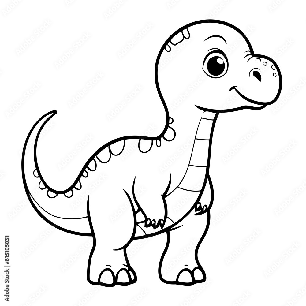Fototapeta premium Cute vector illustration Dino for kids colouring page