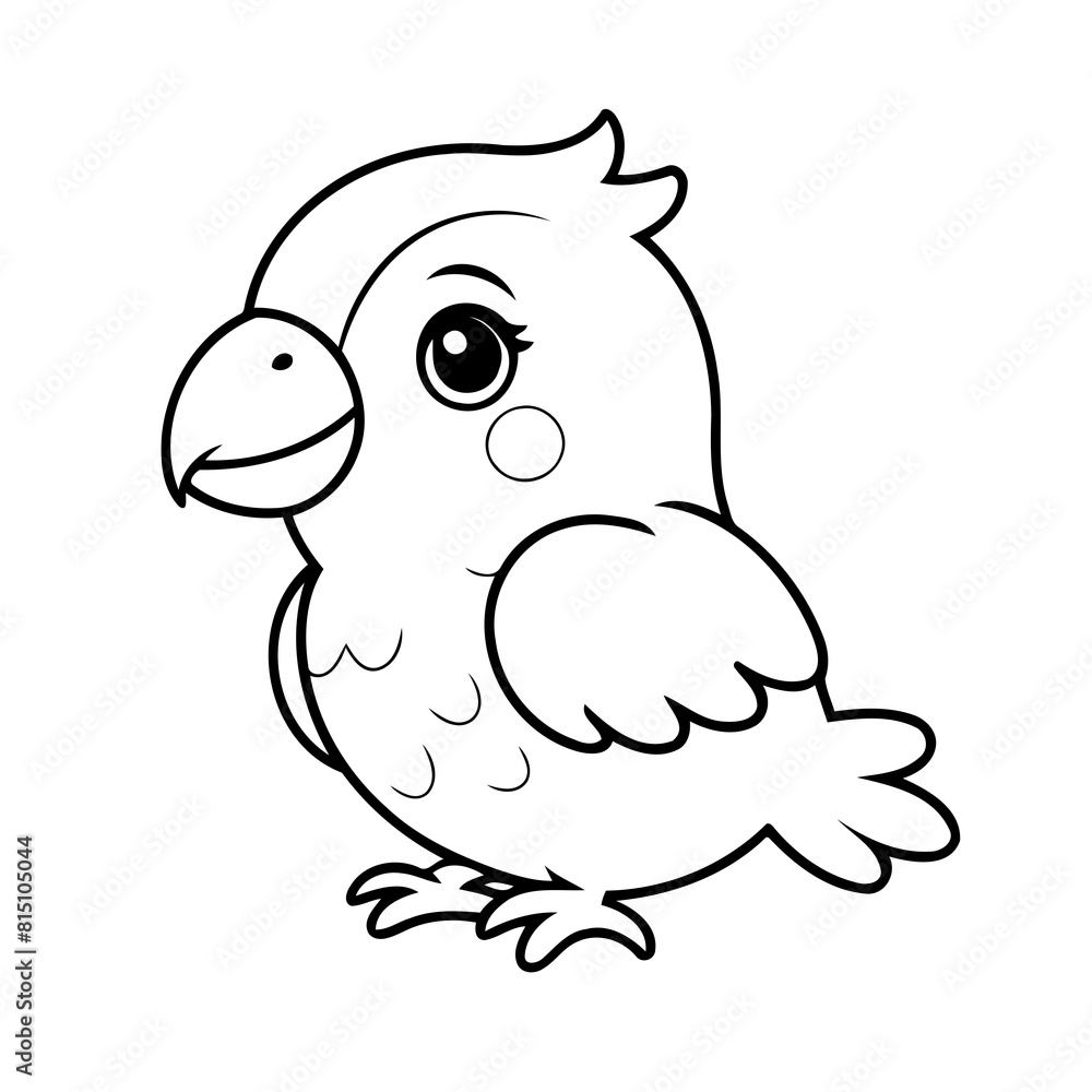 Simple vector illustration of Parrot hand drawn for kids coloring page Simple vector illustration of Parrot hand drawn for kids coloring page