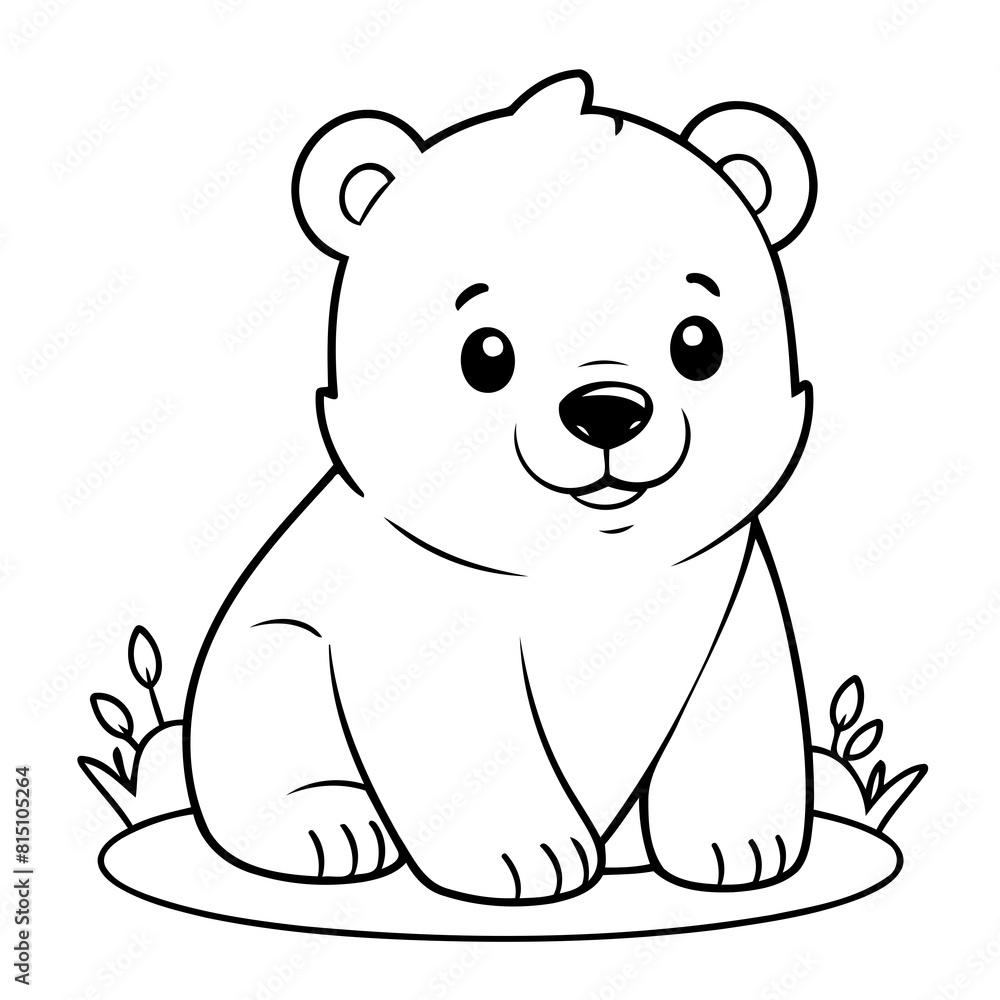 Fototapeta premium Cute vector illustration polarbear drawing for kids colouring page