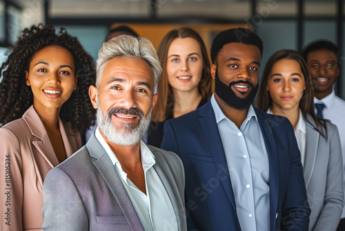 Group portrait of smiling business people