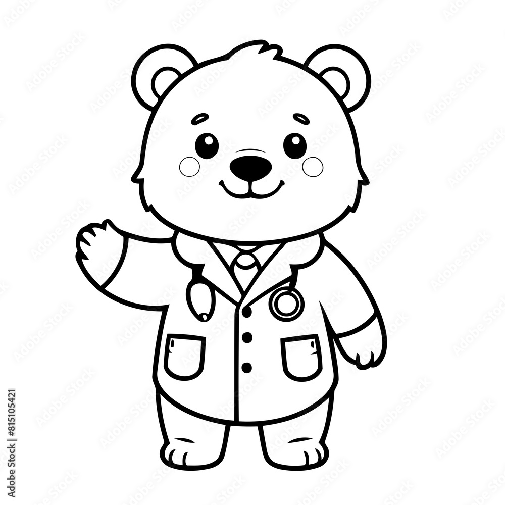 Simple vector illustration of Bear drawing colouring activity Simple vector illustration of Bear drawing colouring activity