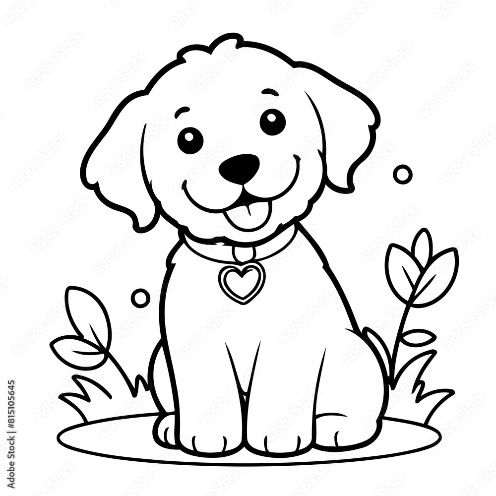 Fototapeta premium Vector illustration of a cute Labradoodle drawing for toddlers book