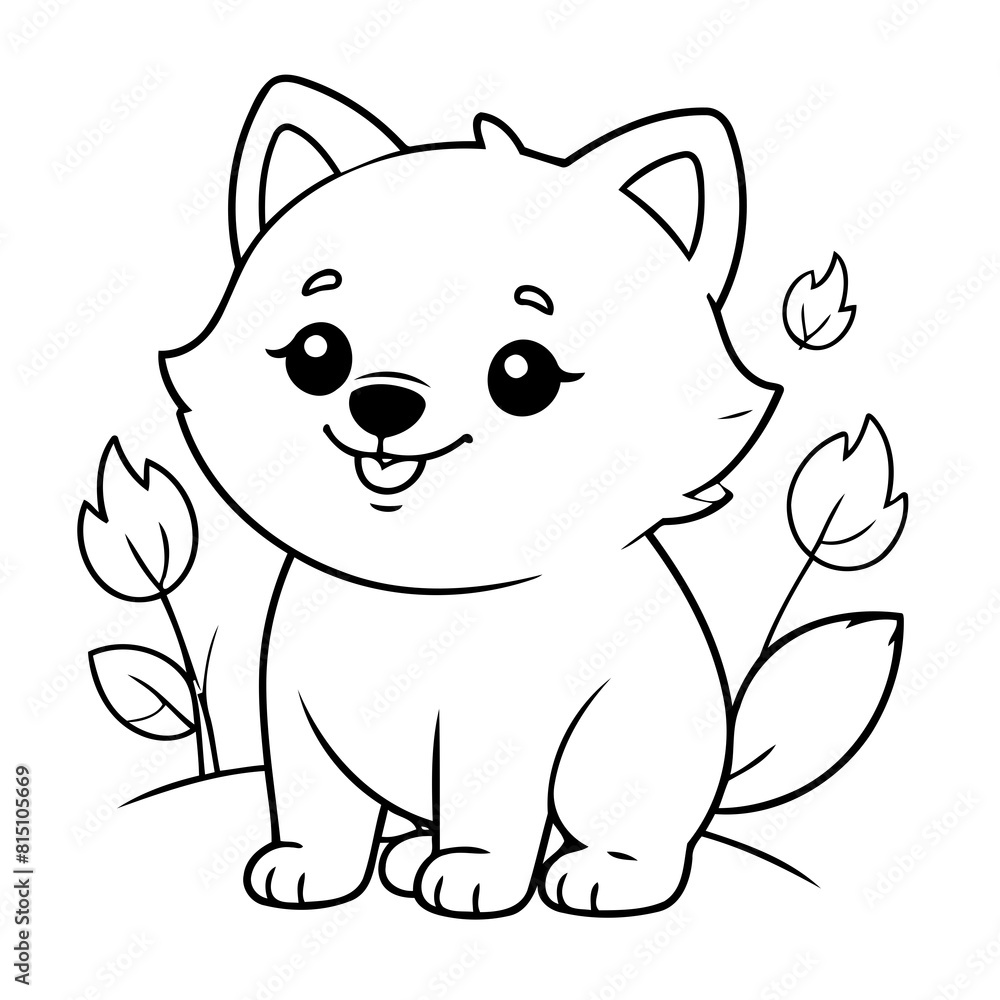 Cute vector illustration Wolf doodle for kids colouring page Cute vector illustration Wolf doodle for kids colouring page