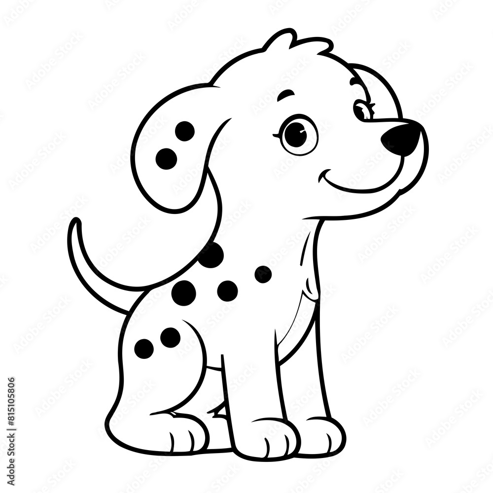 Vector illustration of a cute Dalmatian drawing for kids colouring page