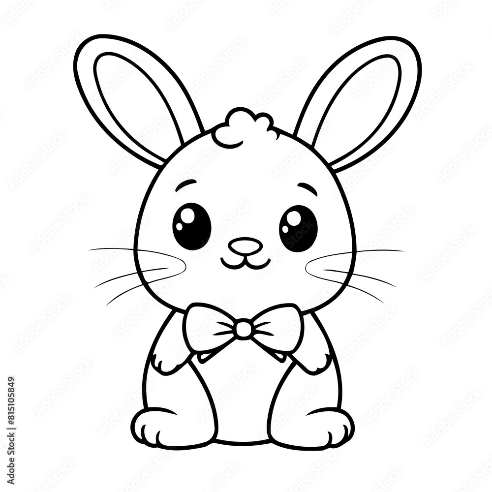Simple vector illustration of Bunny drawing colouring activity Simple vector illustration of Bunny drawing colouring activity