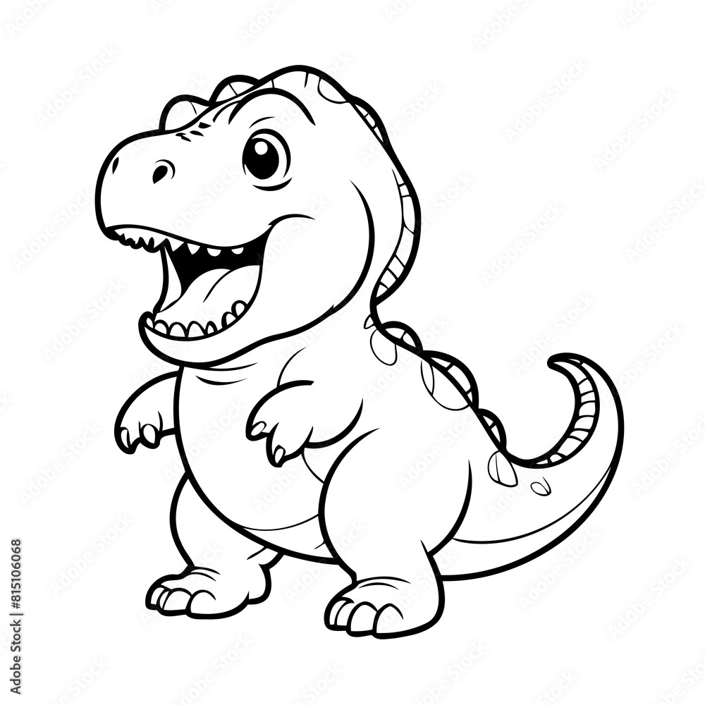 Obraz premium Cute vector illustration TRex for kids coloring activity page