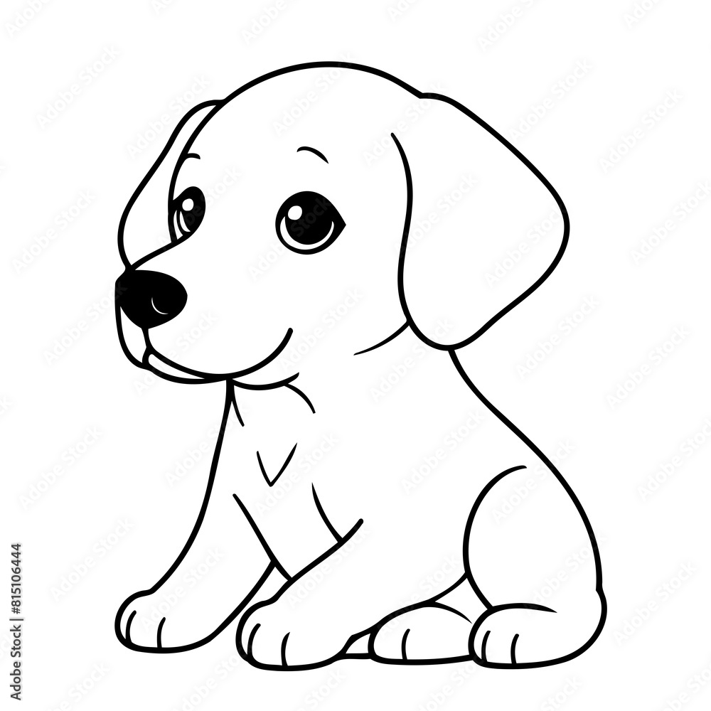 Vector illustration of a cute labrador doodle for kids coloring worksheet Vector illustration of a cute labrador doodle for kids coloring worksheet