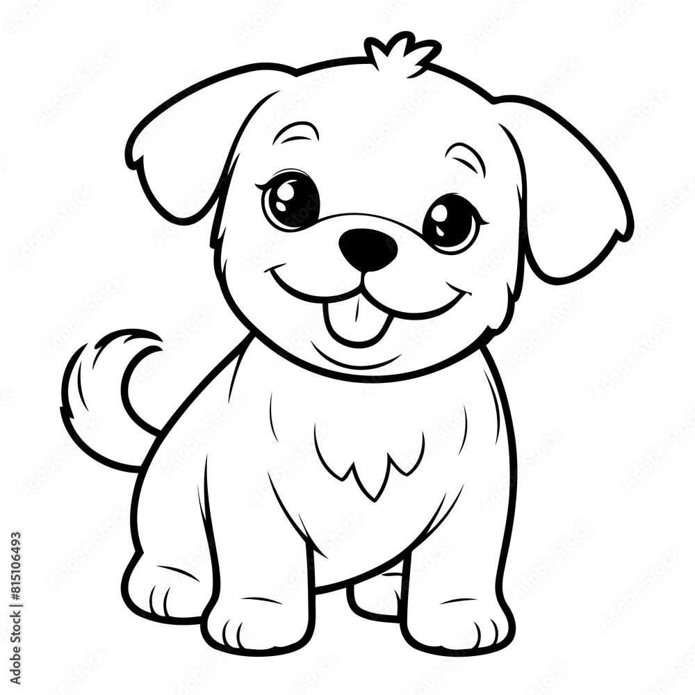 Vector illustration of a cute Maltese drawing colouring activity Vector illustration of a cute Maltese drawing colouring activity