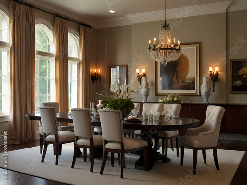 dining room with lather chair