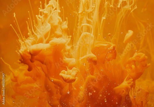 Abstract art: Ink-water explosion, orange flames, Red Cinema 6k shot. photo