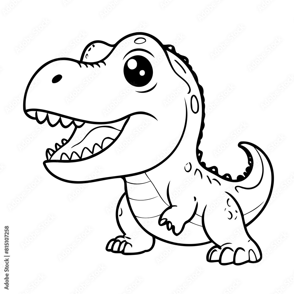 Cute vector illustration TRex hand drawn for kids coloring page Cute vector illustration TRex hand drawn for kids coloring page