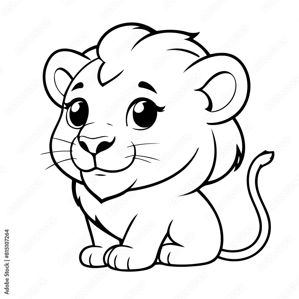 Vector illustration of a cute Lion doodle for kids colouring page Vector illustration of a cute Lion doodle for kids colouring page