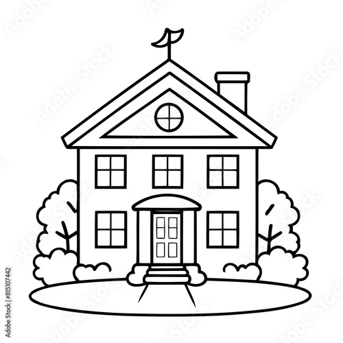 Cute vector illustration House drawing colouring activity