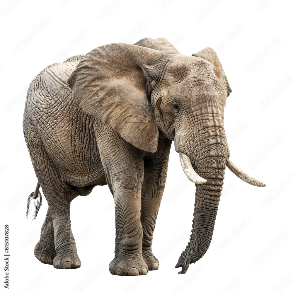 Obraz premium An elephant standing against a white backdrop, a elephant isolated on transparent background