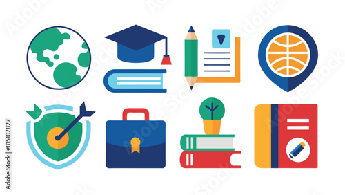 Flat Design Education, Business, and Learning Vector Icons Set
