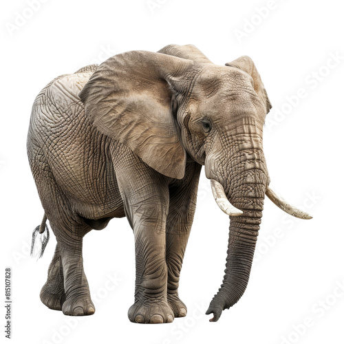An elephant standing against a white backdrop  a elephant isolated on transparent background