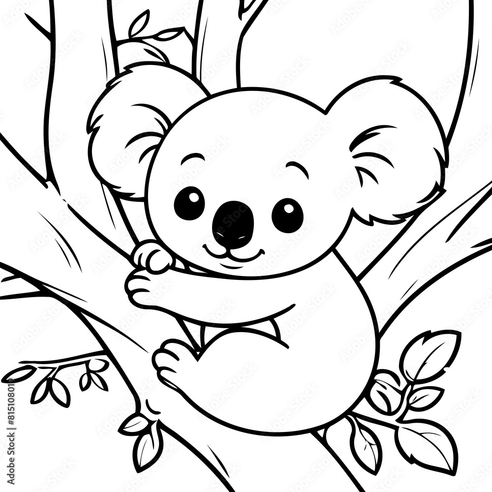 Vector illustration of a cute Koala doodle for kids coloring worksheet Vector illustration of a cute Koala doodle for kids coloring worksheet