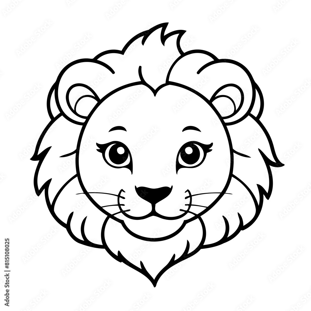 Simple vector illustration of Lion drawing for kids page Simple vector illustration of Lion drawing for kids page