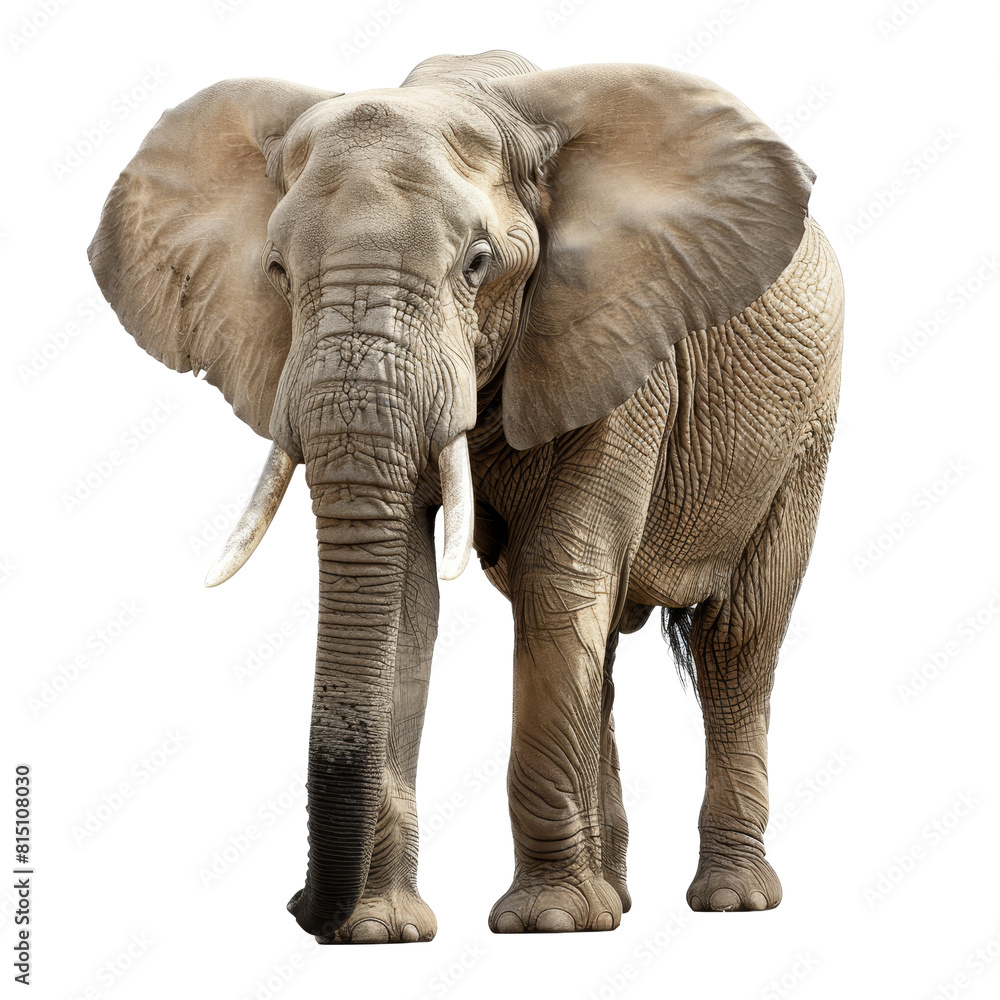 Fototapeta premium An elephant stands confidently on a Png background, a Beaver Isolated on a whitePNG Background