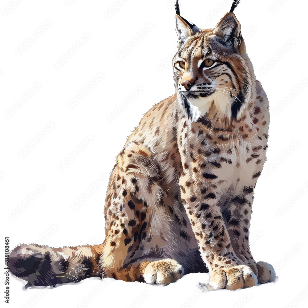 A painting of a Eurasian lynx sitting on a plain Png background, a eurasian lynx isolated on transparent background A painting of a Eurasian lynx sitting on a plain Png background, a eurasian lynx isolated on transparent background