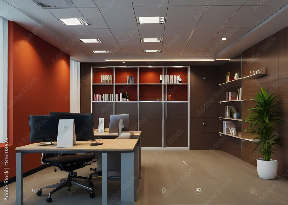 modern office interior with desk modern office interior with desk