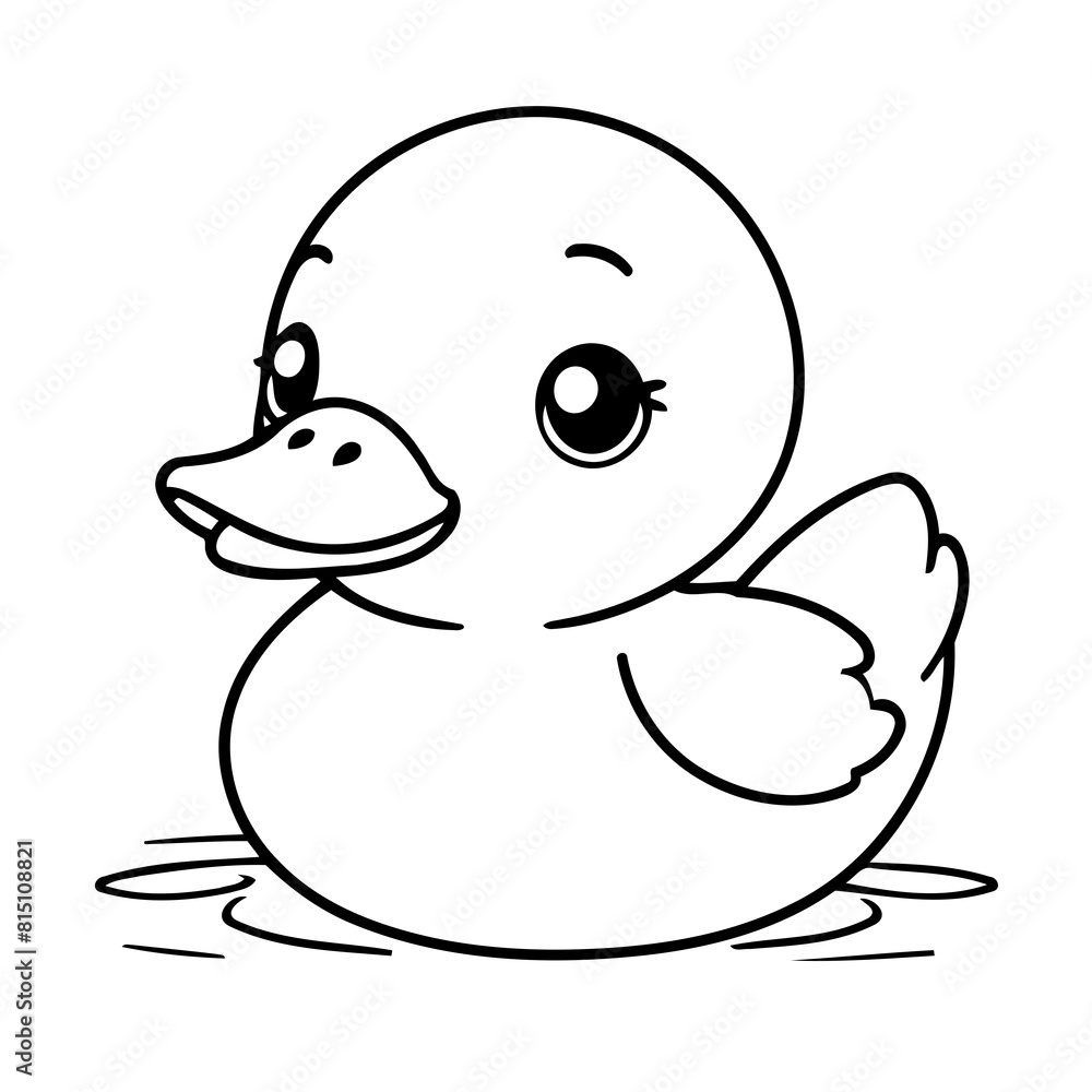 Simple vector illustration of Duck for kids colouring worksheet Simple vector illustration of Duck for kids colouring worksheet