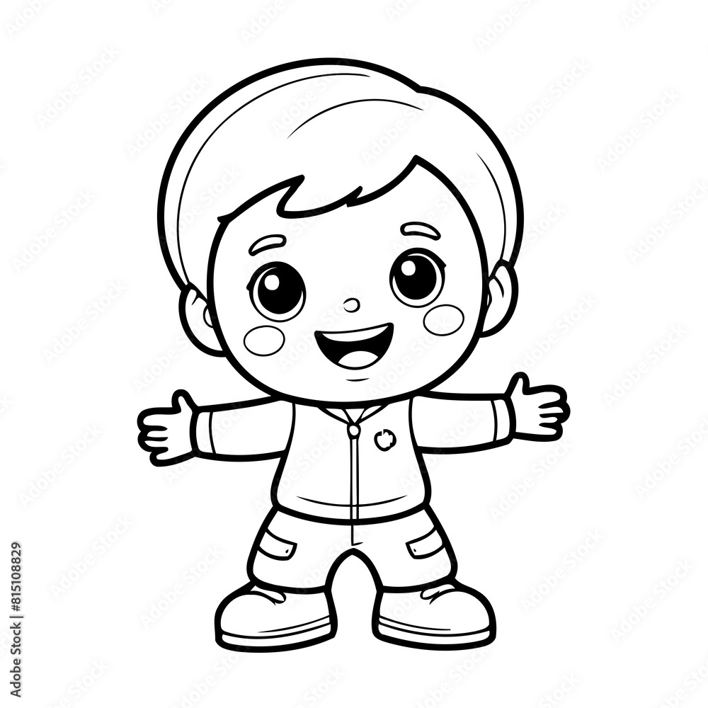 Simple vector illustration of Boy hand drawn for kids coloring page Simple vector illustration of Boy hand drawn for kids coloring page