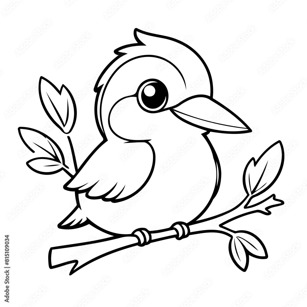 Obraz premium Simple vector illustration of Kingfisher for kids colouring worksheet