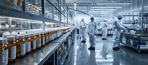 Highly Secure Specialized Pharmaceutical Factory Section Focused on Oncology Medication Production with Stringent Safety Protocols photo