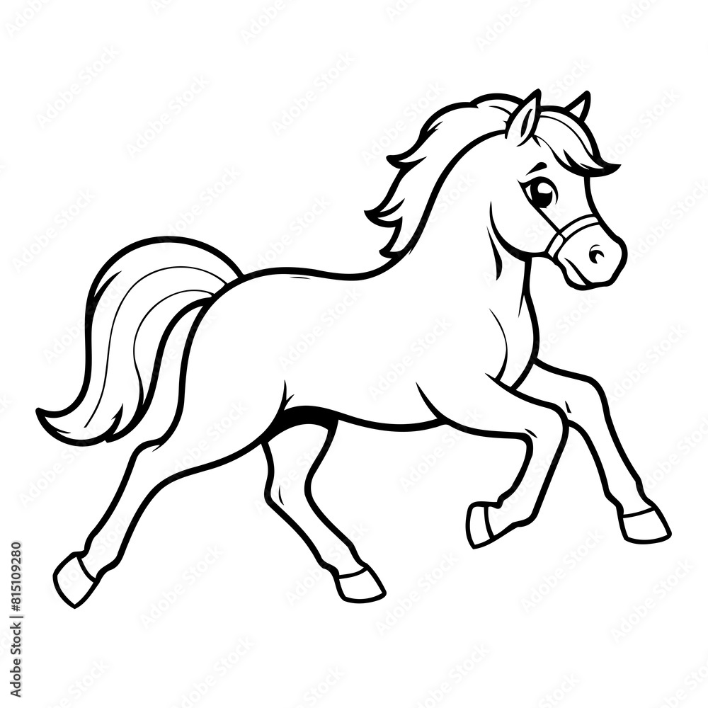 Vector illustration of a cute Horse drawing for kids colouring activity Vector illustration of a cute Horse drawing for kids colouring activity