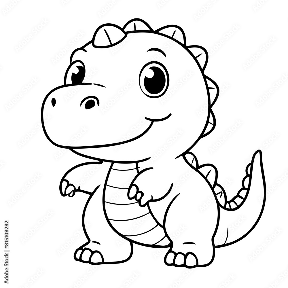 Simple vector illustration of Dino drawing for kids colouring activity Simple vector illustration of Dino drawing for kids colouring activity