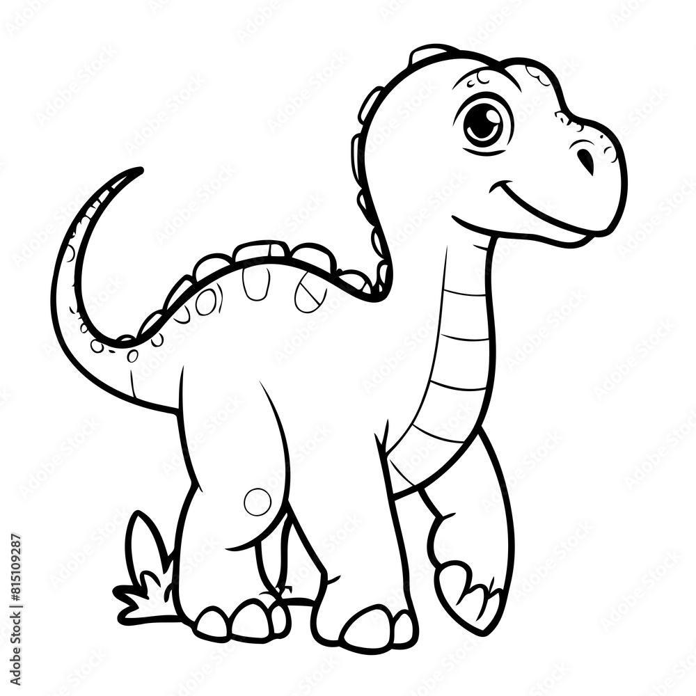 Fototapeta premium Vector illustration of a cute Dino drawing colouring activity