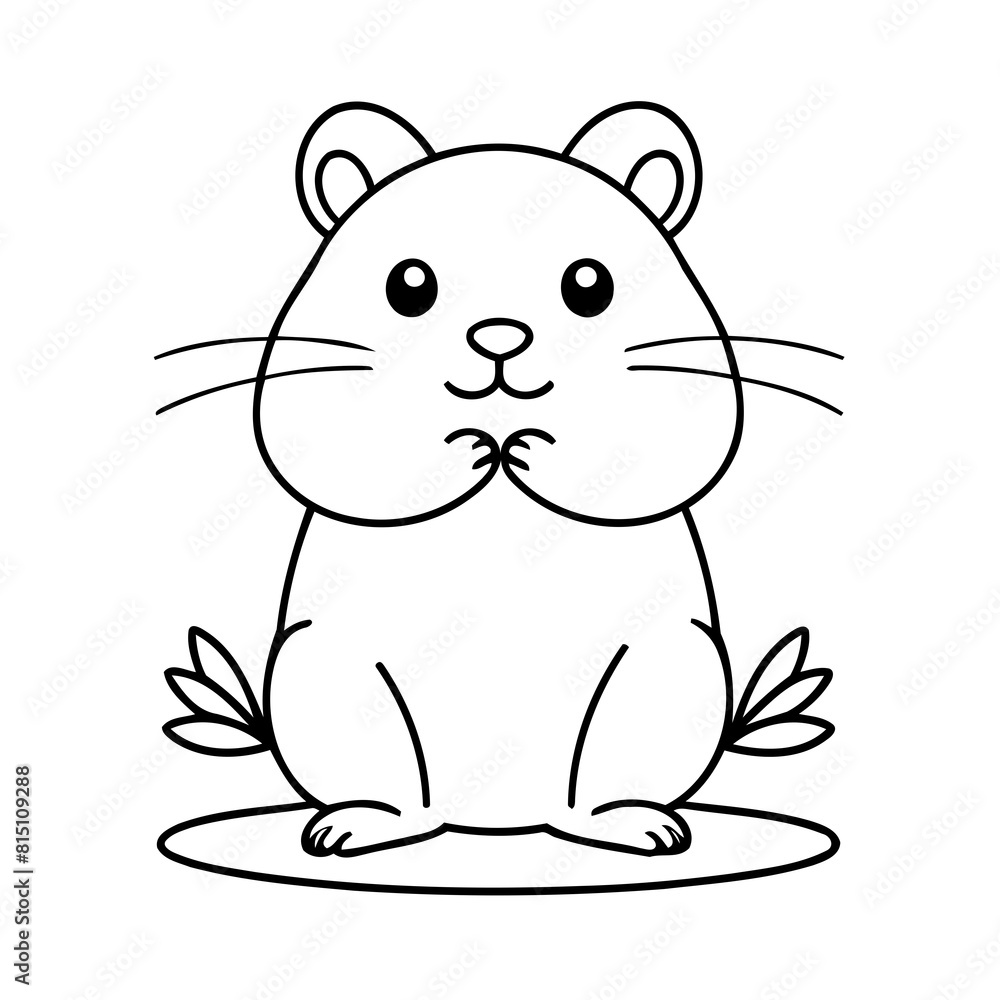 Simple vector illustration of Hamster doodle for toddlers worksheet Simple vector illustration of Hamster doodle for toddlers worksheet