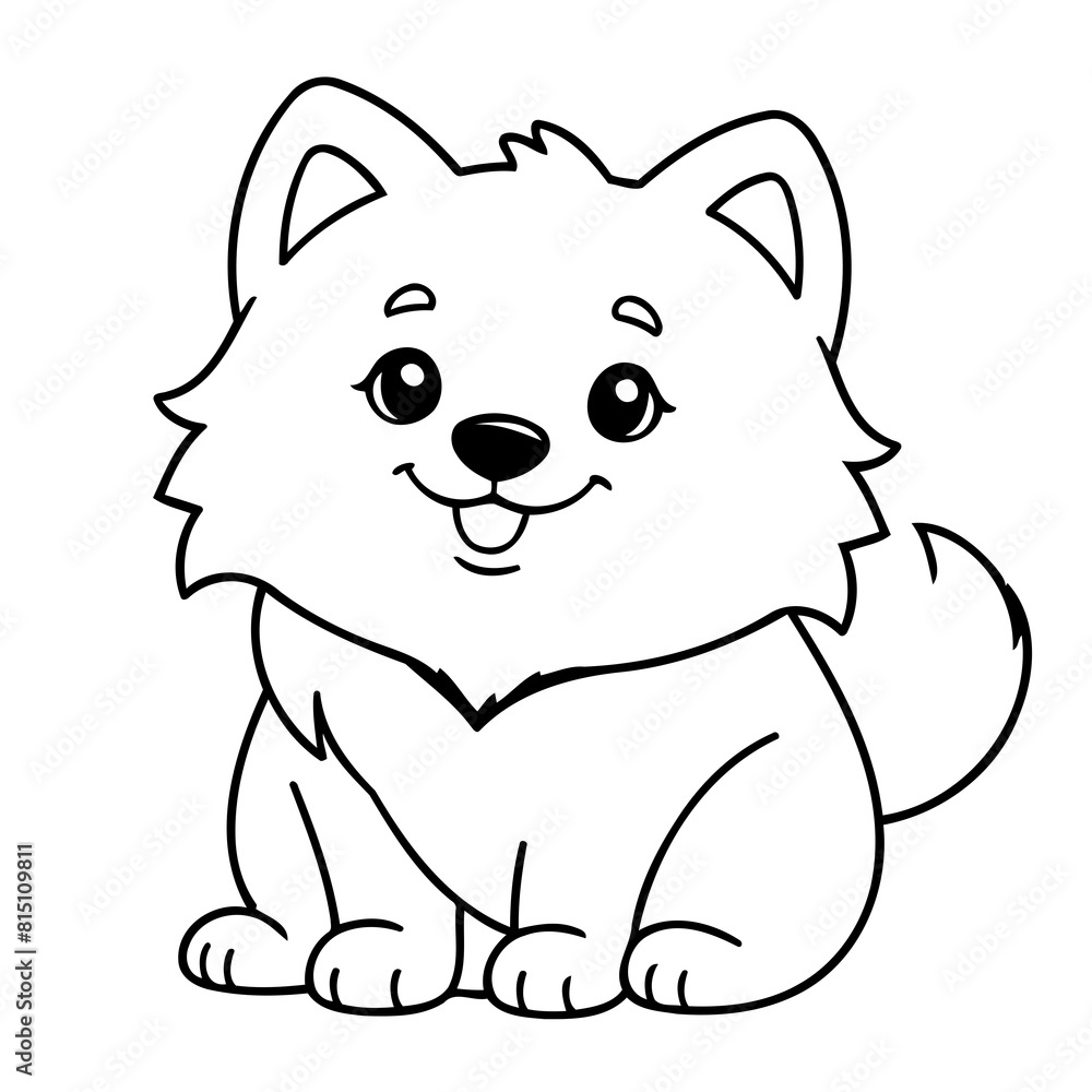 Naklejka premium Simple vector illustration of Wolf drawing for kids colouring page