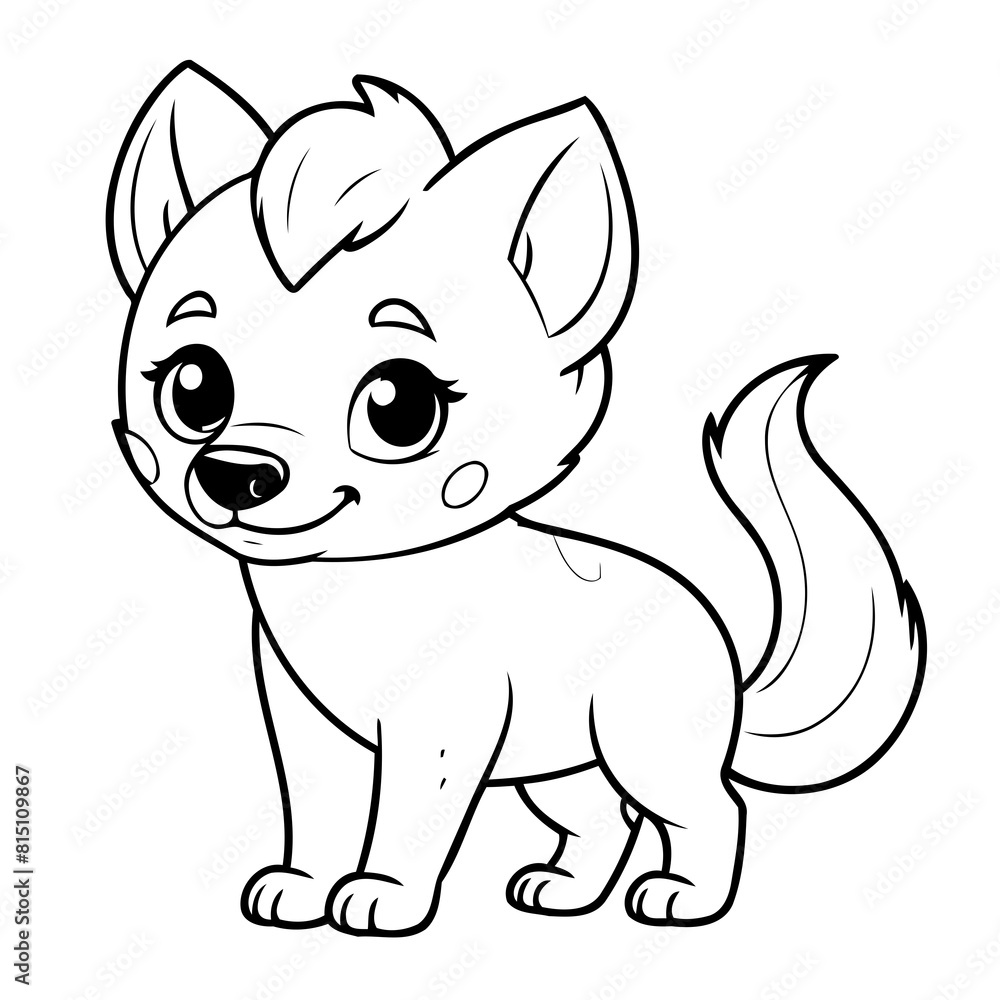 Vector illustration of a cute Hyena doodle colouring activity for kids Vector illustration of a cute Hyena doodle colouring activity for kids
