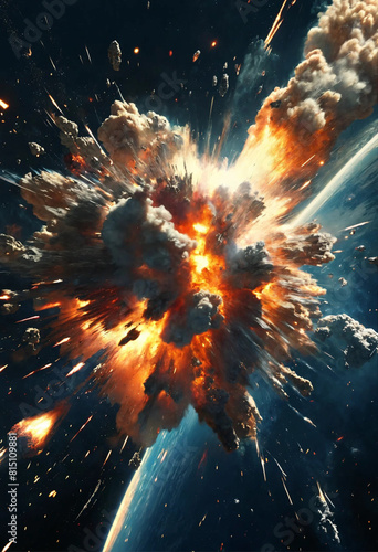 Cosmic Blast: Explosion in Space. 
Awe-Inspiring Space Explosion in Full HD photo