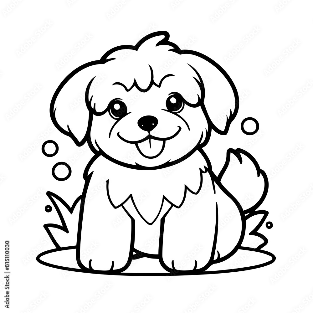Cute vector illustration Havanese for kids colouring page Cute vector illustration Havanese for kids colouring page