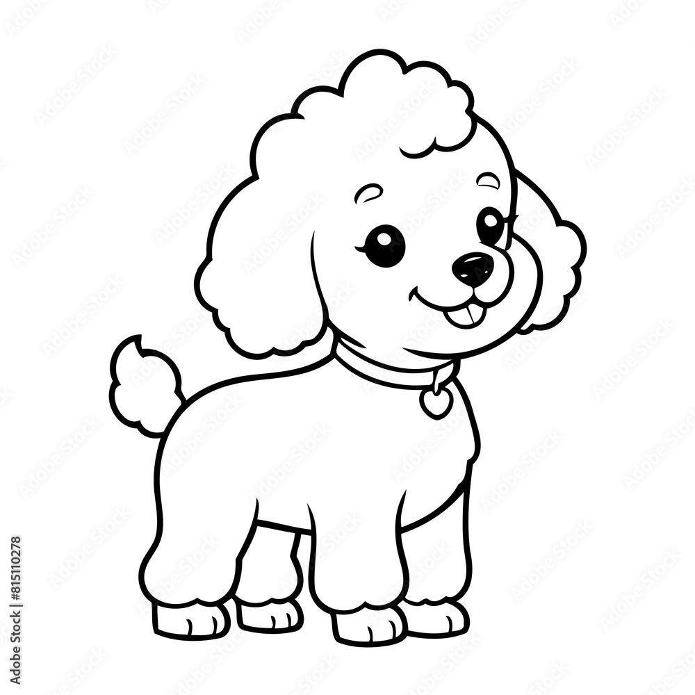 Cute vector illustration poodle doodle colouring activity for kids Cute vector illustration poodle doodle colouring activity for kids