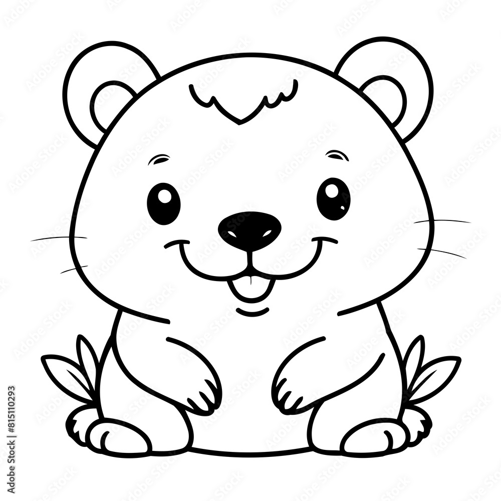 Simple vector illustration of Beaver doodle for toddlers worksheet Simple vector illustration of Beaver doodle for toddlers worksheet