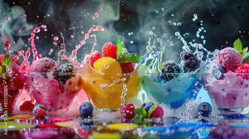 A beautiful summer dessert with berries and fruits. Selective focus.