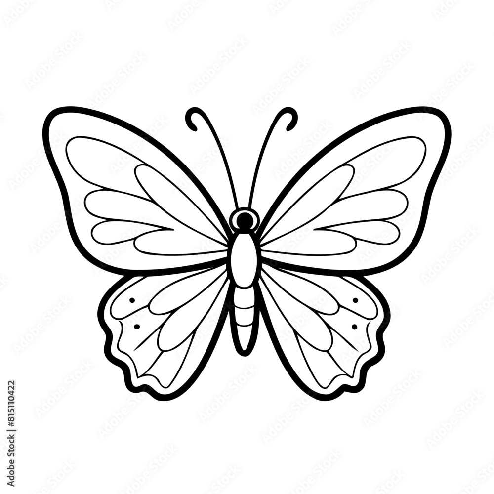 Vector illustration of a cute butterfly drawing for toddlers coloring activity Vector illustration of a cute butterfly drawing for toddlers coloring activity