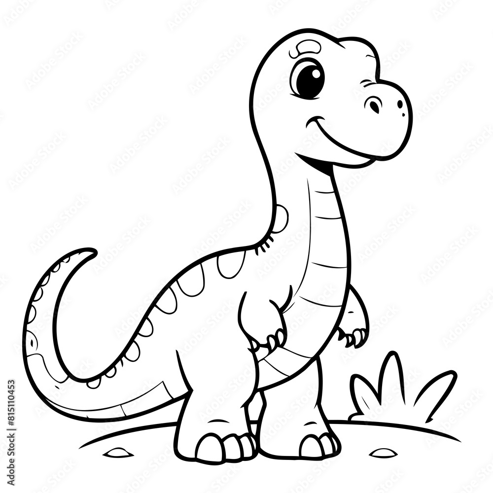 Cute vector illustration Dino colouring page for kids Cute vector illustration Dino colouring page for kids