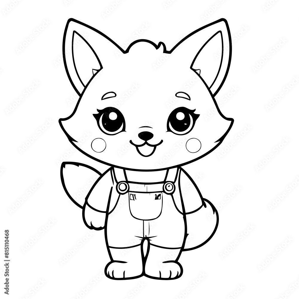 Vector illustration of a cute Fox drawing for children page Vector illustration of a cute Fox drawing for children page