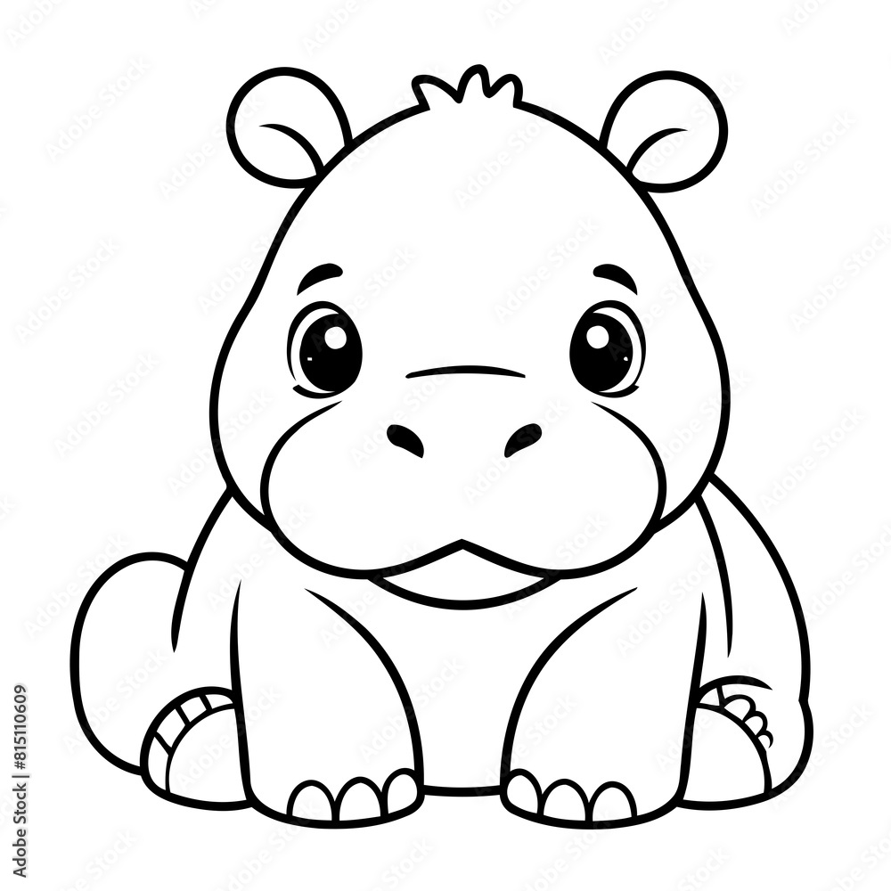 Simple vector illustration of Hippo outline for colouring page Simple vector illustration of Hippo outline for colouring page