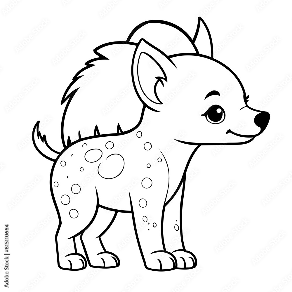 Naklejka premium Vector illustration of a cute Hyena drawing colouring activity