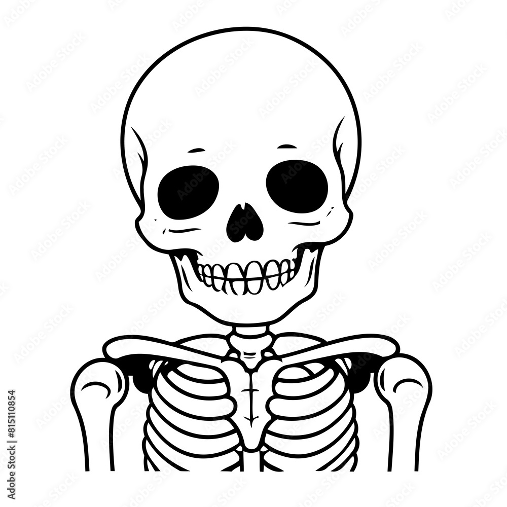 Cute vector illustration Skeleton hand drawn for kids coloring page Cute vector illustration Skeleton hand drawn for kids coloring page