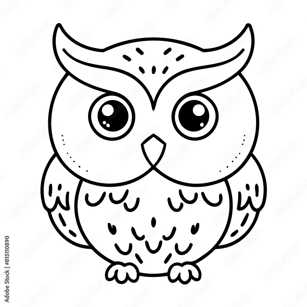 Vector illustration of a cute Owl doodle for toddlers colouring page Vector illustration of a cute Owl doodle for toddlers colouring page